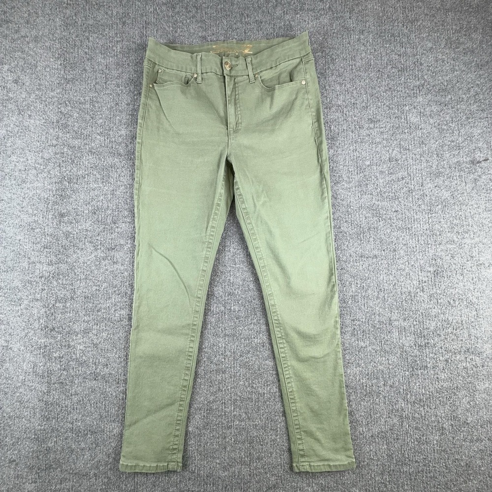 Seven7 Tummyless‎ High Rise Skinny Jeans Womens 14 Green Stretch Denim Pants